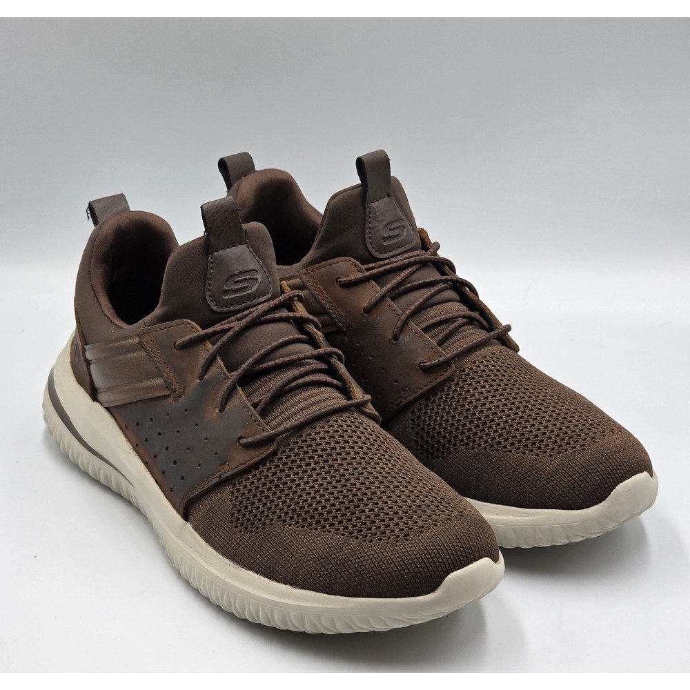 Skechers Mens Delson 3.0 Cicada Brown Leather Streetwear Sneaker Shoe 8.5 210238
